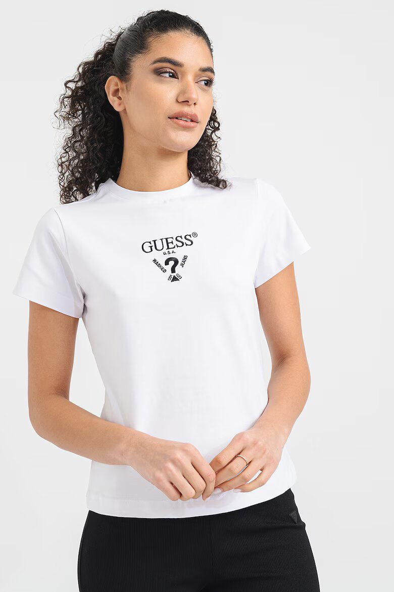 GUESS Тениска с бродирано лого Бял