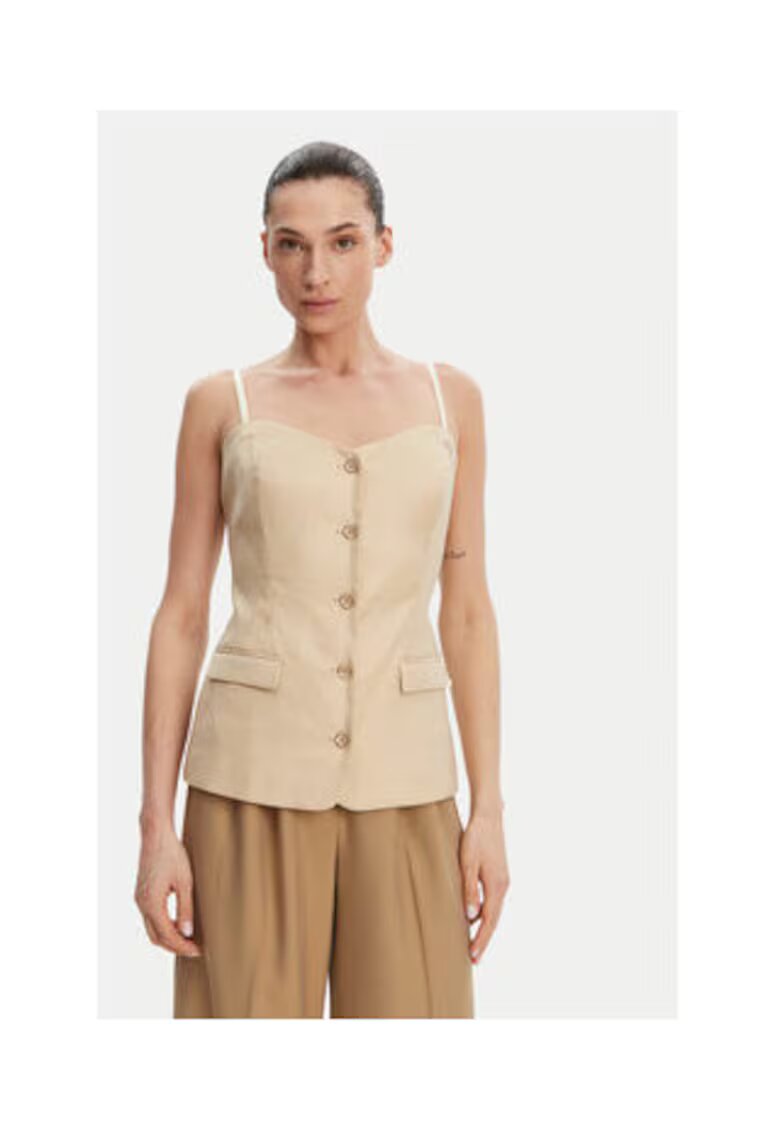 GUESS Топ от смес от лен и модал 00