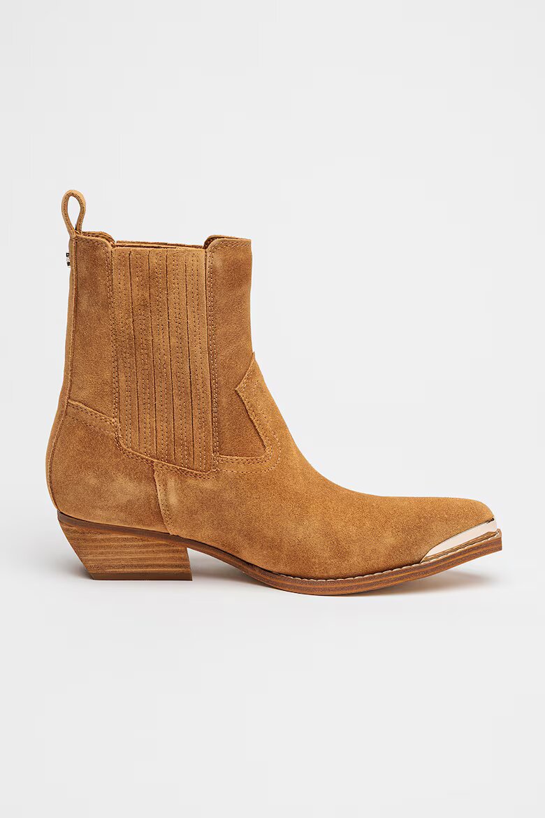 GUESS Велурени боти Lanna с кубински ток Светлокафяв
