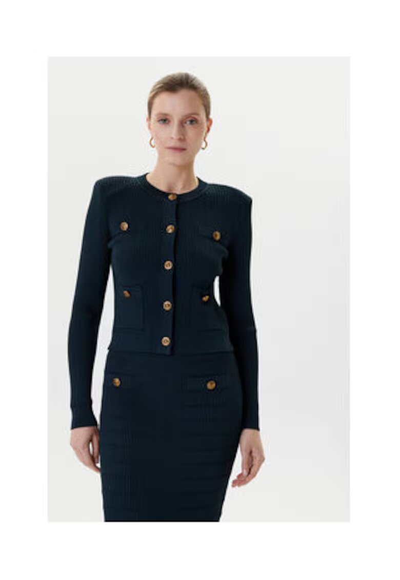 GUESS Жилетка slim fit с райета и декоративни копчета