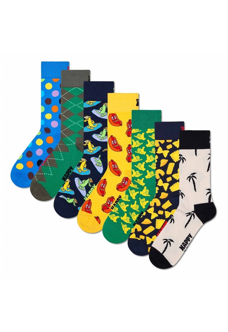 Happy Socks Унисекс чорапи с принт - 7 чифта - Многоцветен