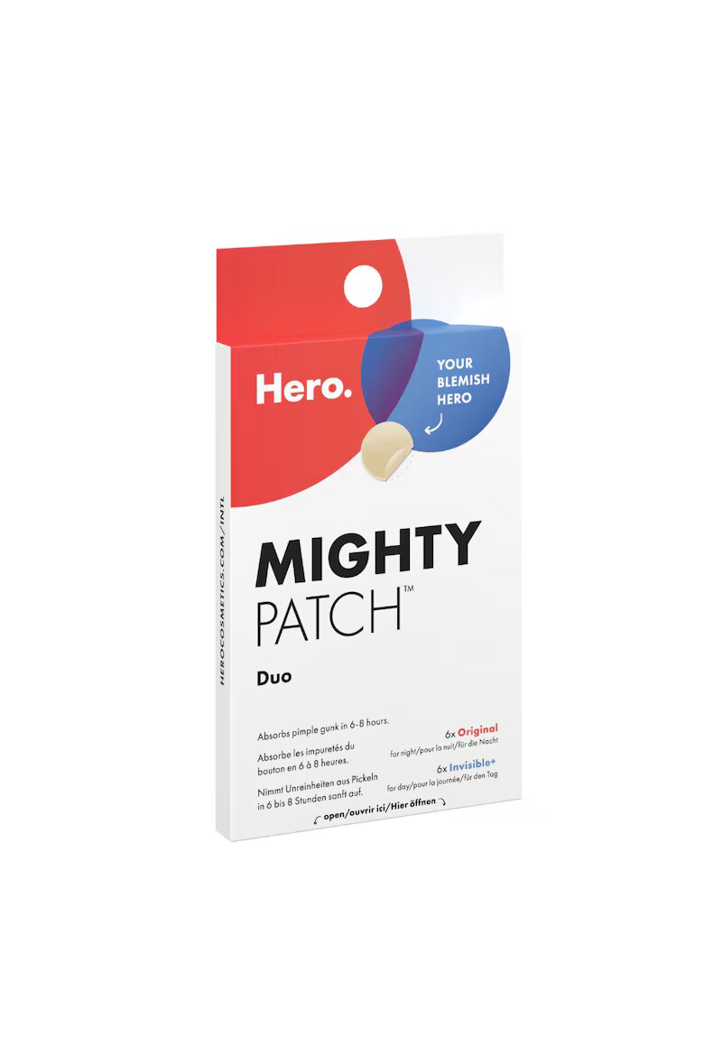 Hero Cosmetics Хидроколоидни лепенки против акне Mighty Patch Duo за третиране на пъпки и бели точки 12 броя