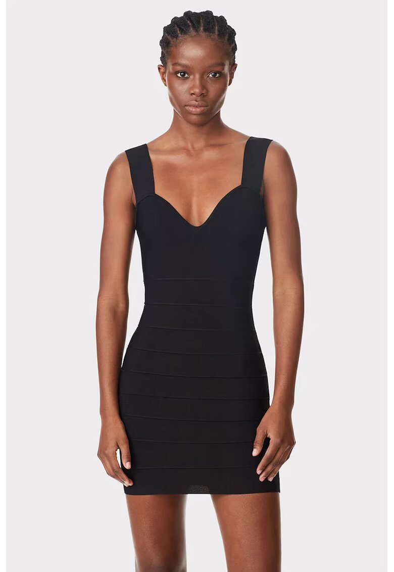 HERVE LEGER Bandage Dress With Sweetheart Neckline - Черен