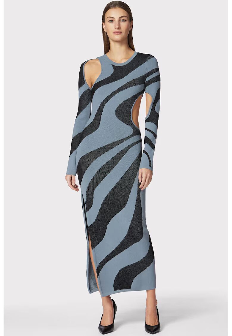 HERVE LEGER Double Jacquard Knitted Dress With Abstract Pattern - Сив