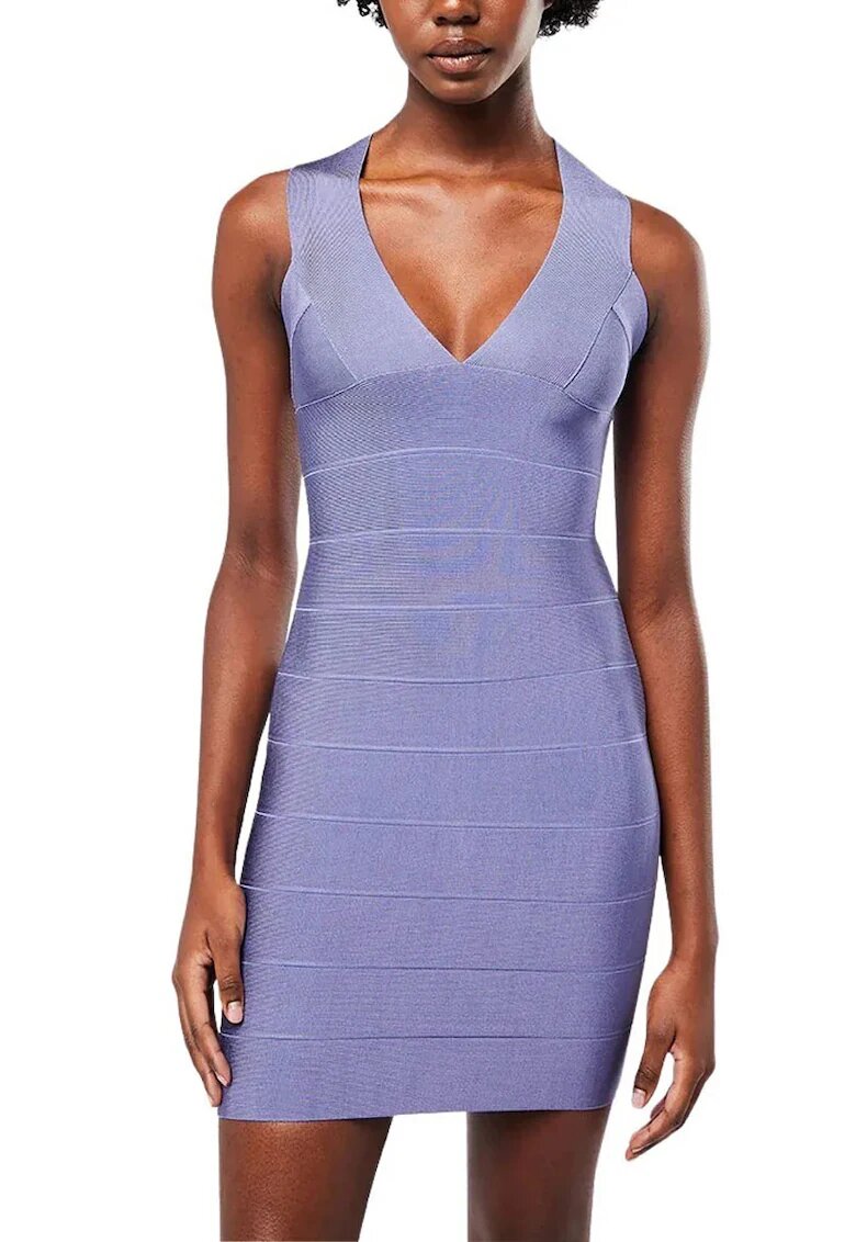 HERVE LEGER Mini Bandage Dress - Лилав