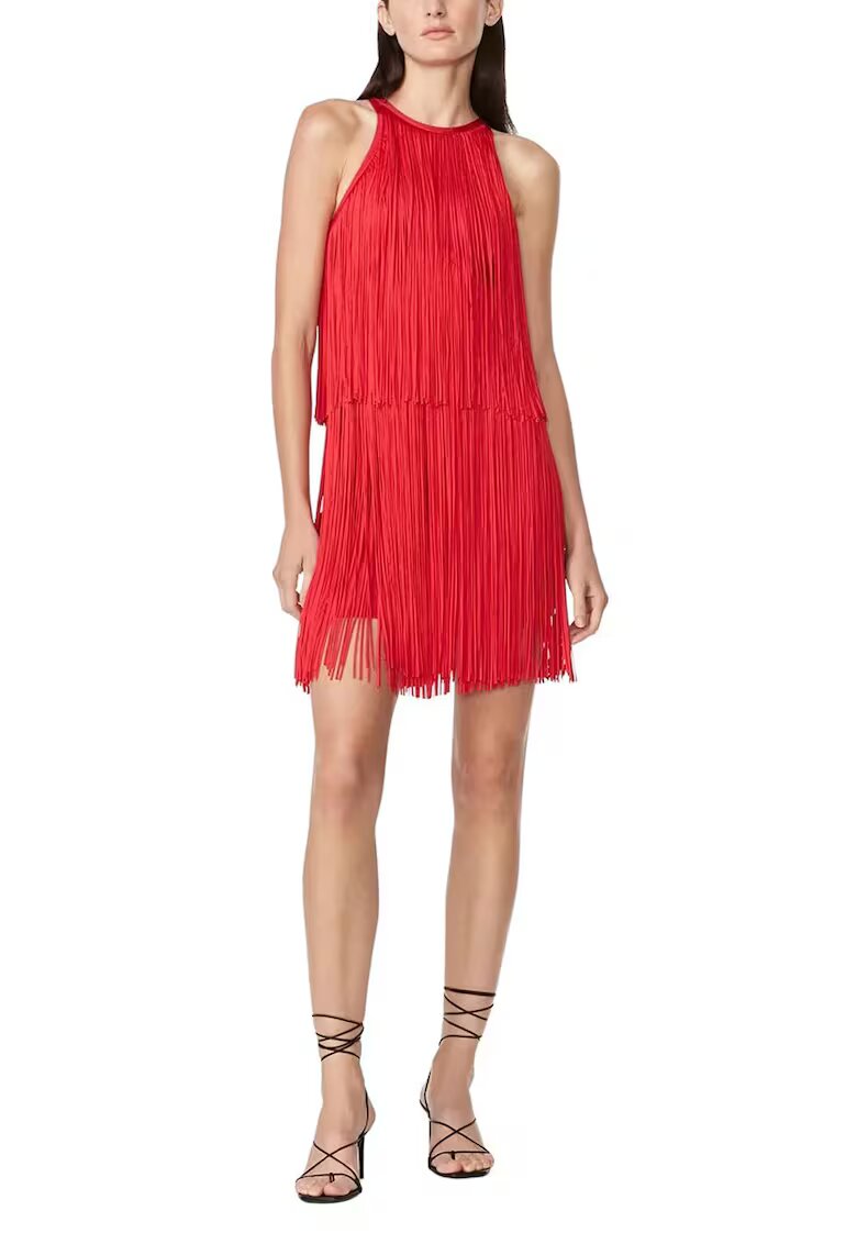 HERVE LEGER Mini Dress With Fringe Design - Червен