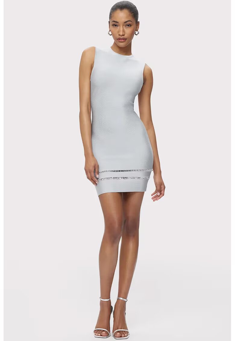 HERVE LEGER Мини рокля без ръкави - подчертаваща силуета - Сив