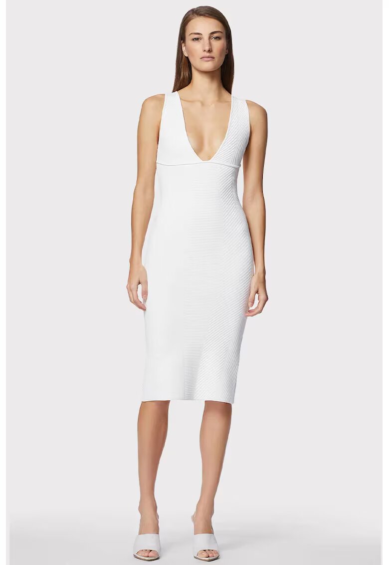HERVE LEGER Rochie creion cu slit pe partea din spate