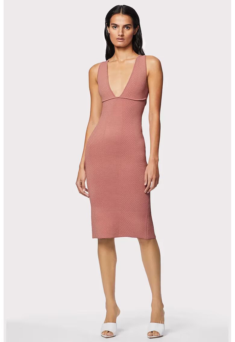HERVE LEGER Rochie creion cu slit pe partea din spate - Розово