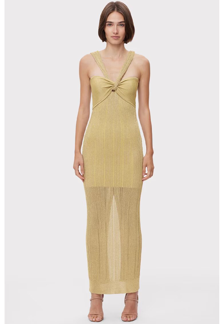HERVE LEGER Rochie maxi cu aspect metalizat - prevazuta cu o dublura mini - Златист