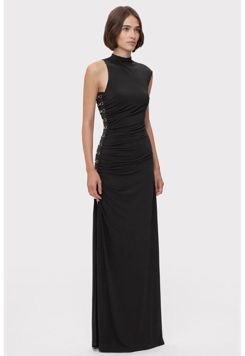 HERVE LEGER Rochie maxi - cu un umar decupat si detalii metalice - Черен