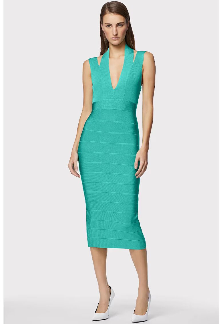 HERVE LEGER Rochie midi cu design suprapus - Зелен
