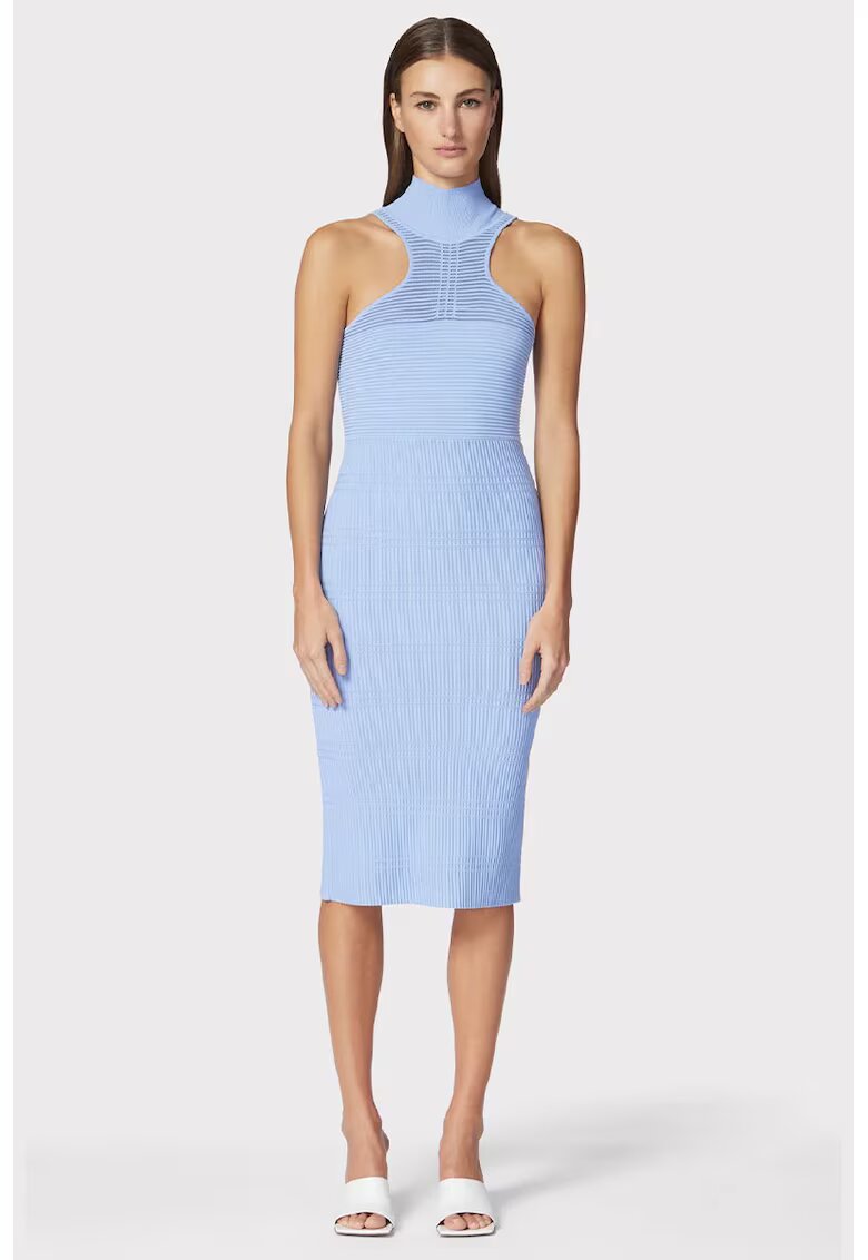 HERVE LEGER Rochie midi din tricot elastic - cu spate decupat - Син