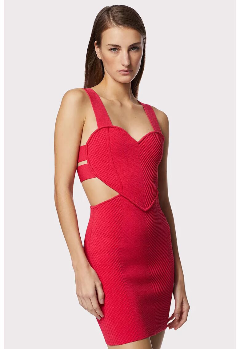 HERVE LEGER Rochie mini cambrata - cu detaliu in forma de inima - Червен