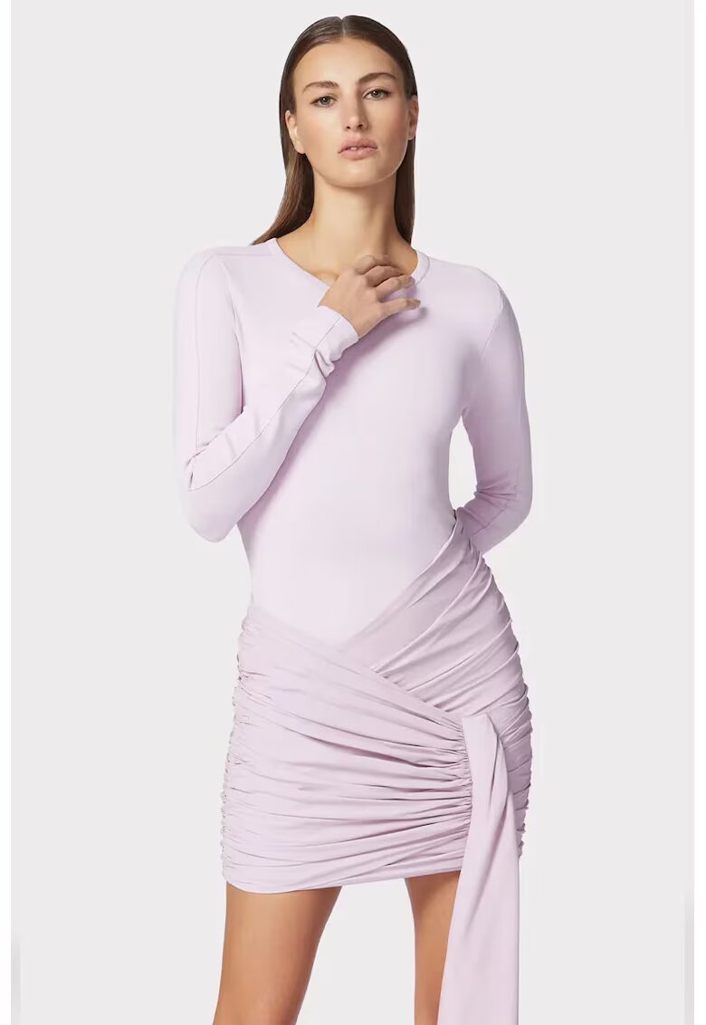 HERVE LEGER Rochie mini cu maneci lungi si detalii drapate - Розово