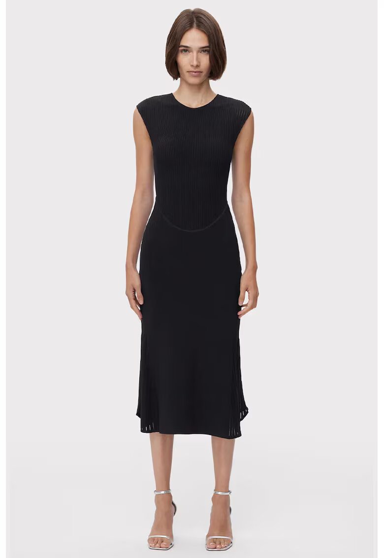 HERVE LEGER Round Neckline Sleeveless Midi Dress - Черен