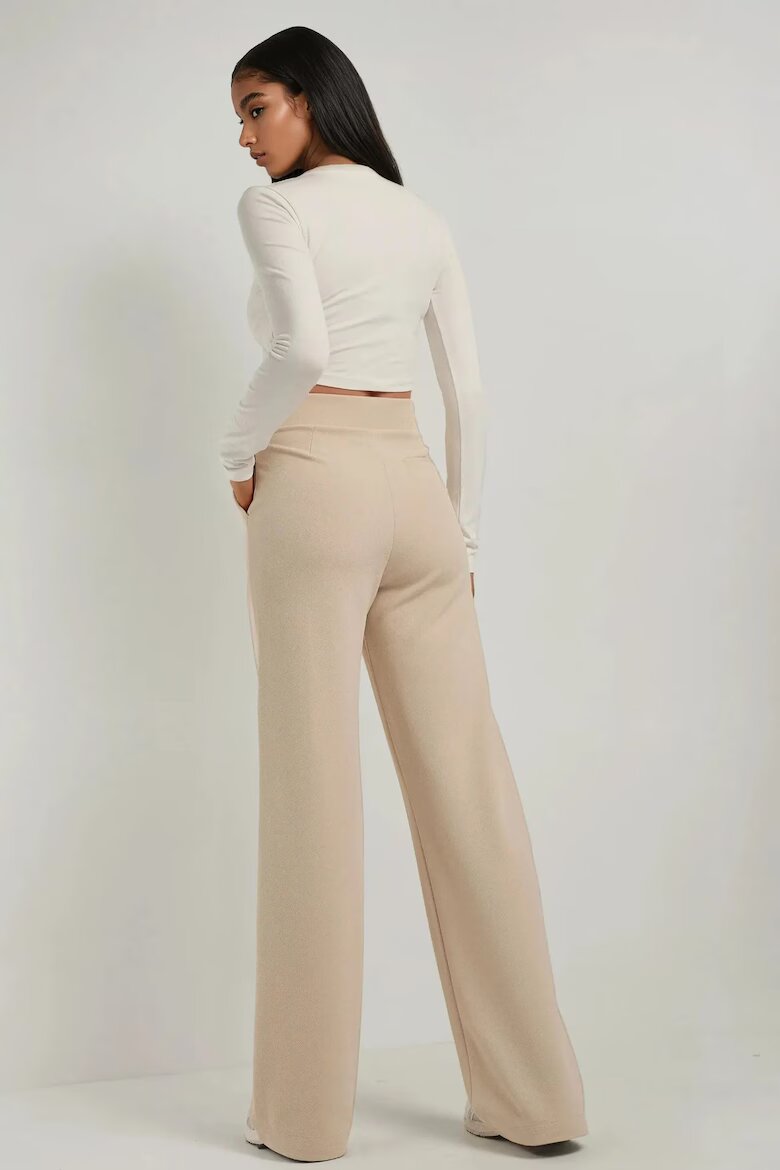 HiCCUP Дамски панталон Palazzo висока талия текстил бежов Beige Natural