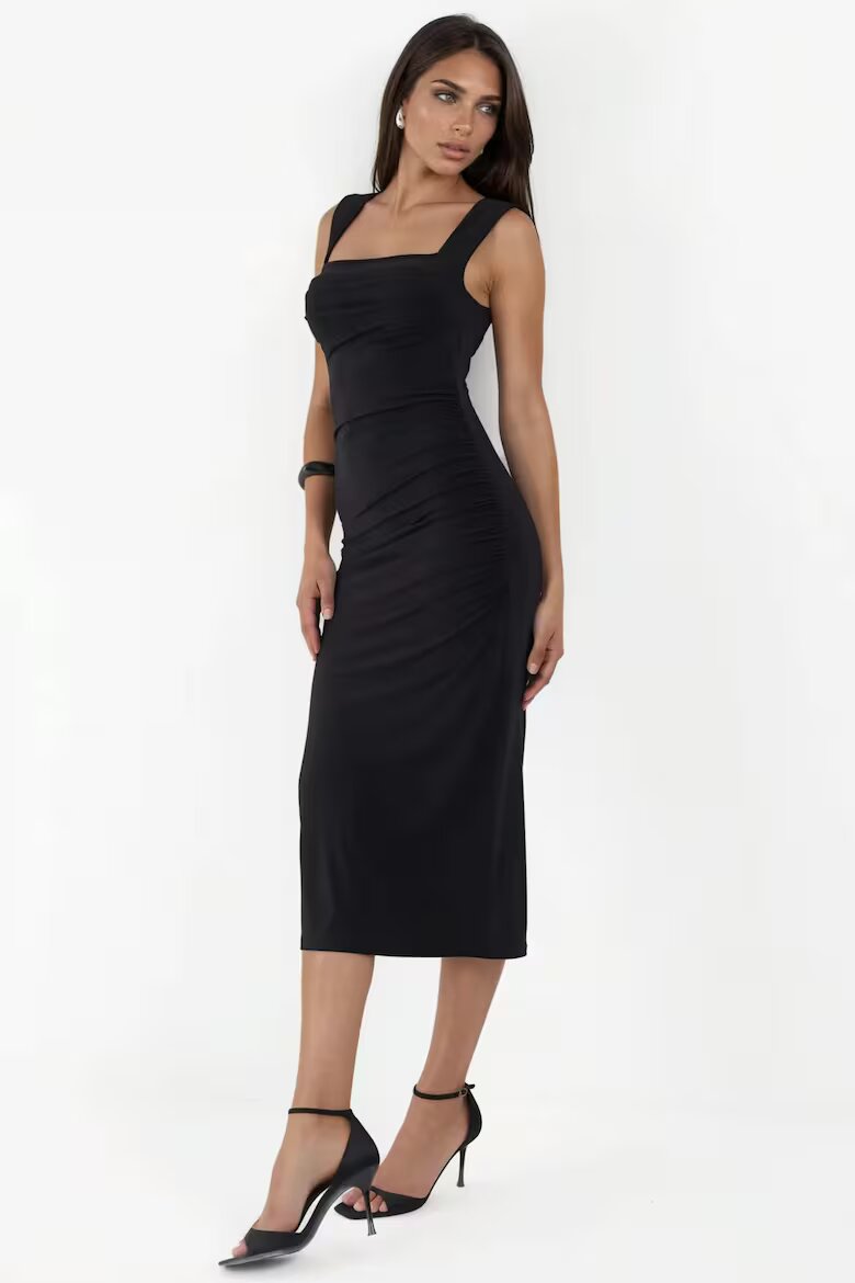 HiCCUP Рокля Midi Bodycon Елегантна Черна 95% полиестер 5% еластан