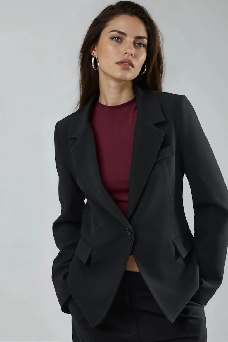 HiCCUP Сако Slim Fit дълго яка на сако черно текстил
