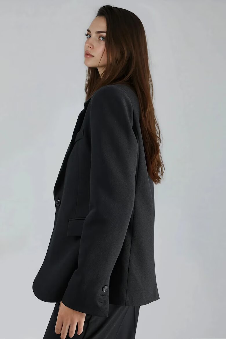 HiCCUP Сако Slim Fit дълго яка на сако черно текстил