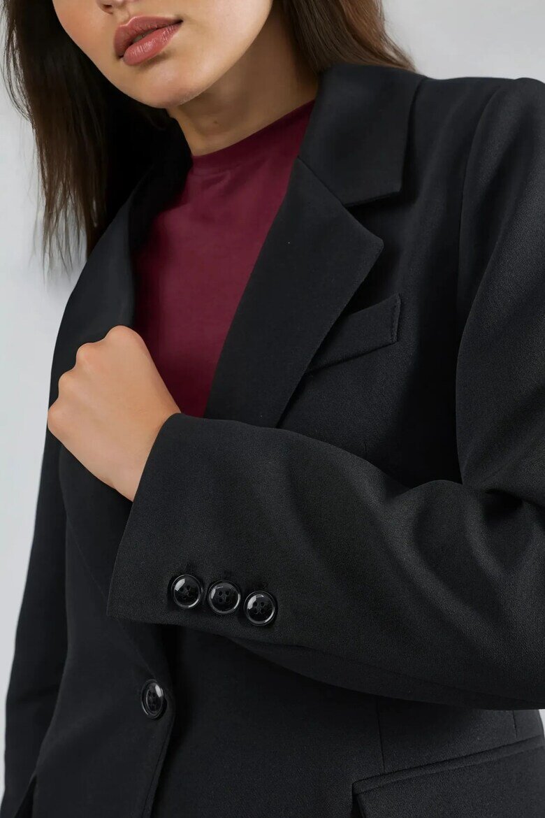 HiCCUP Сако Slim Fit дълго яка на сако черно текстил