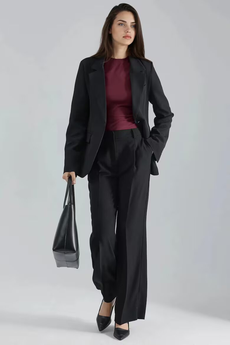 HiCCUP Сако Slim Fit дълго яка на сако черно текстил