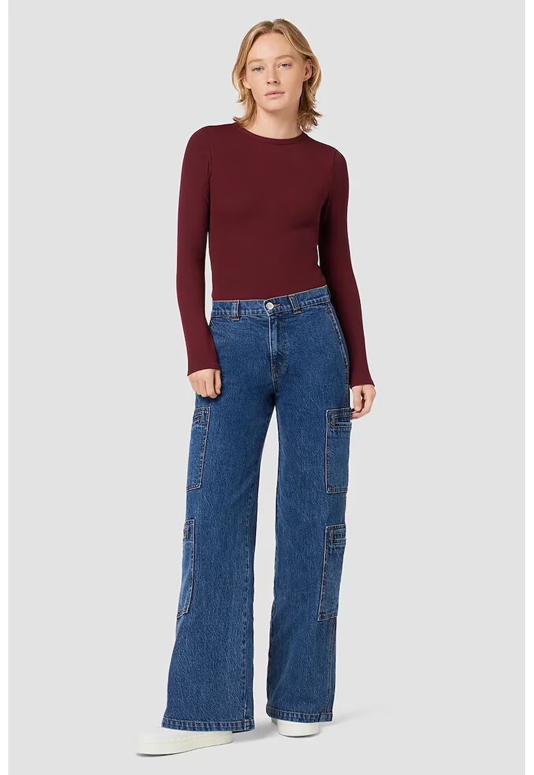 Hudson High Rise Cargo Straight Jeans - Син