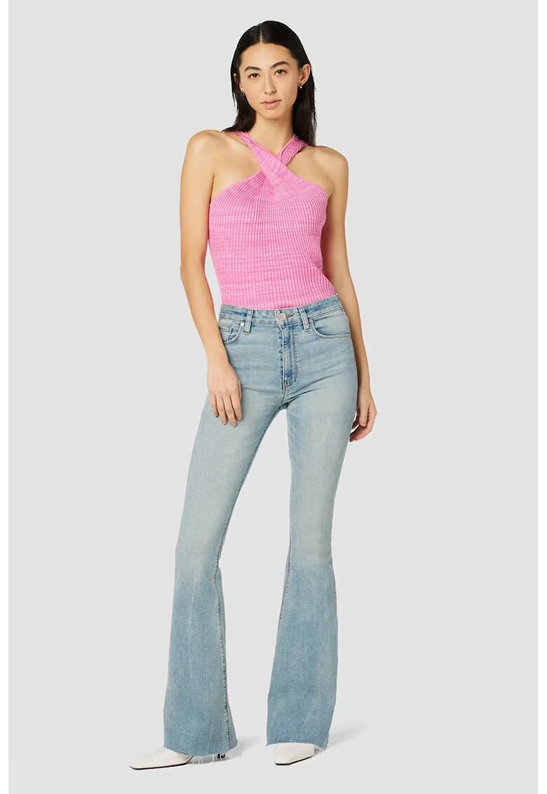 Hudson High Rise Flared Jeans With Unfinished Hem - Син