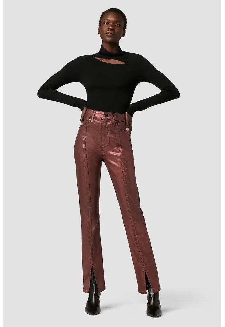 Hudson High Rise Straight Jeans With Metallised Aspect - Червен