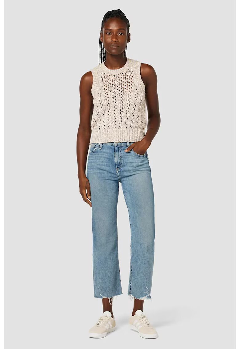 Hudson High Rise Straight Jeans With Unfinished Hem - Син