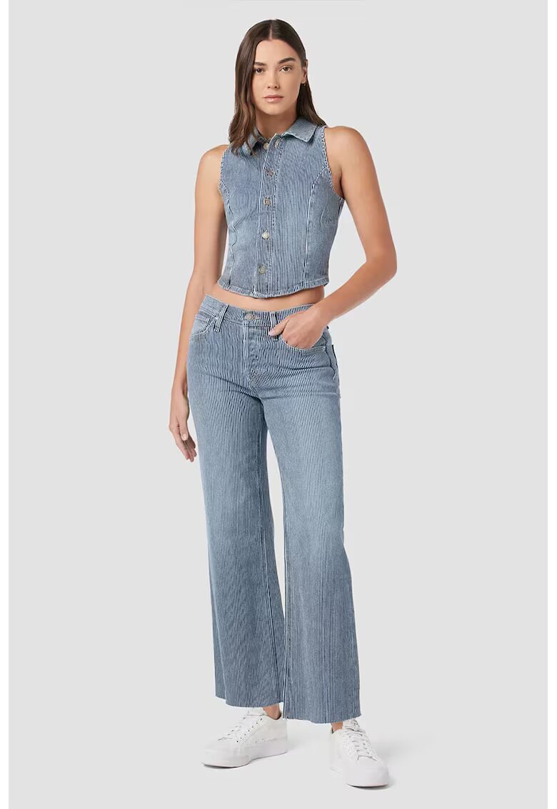 Hudson Pantaloni din denim cu talie inalta si imprimeu cu dungi - Син