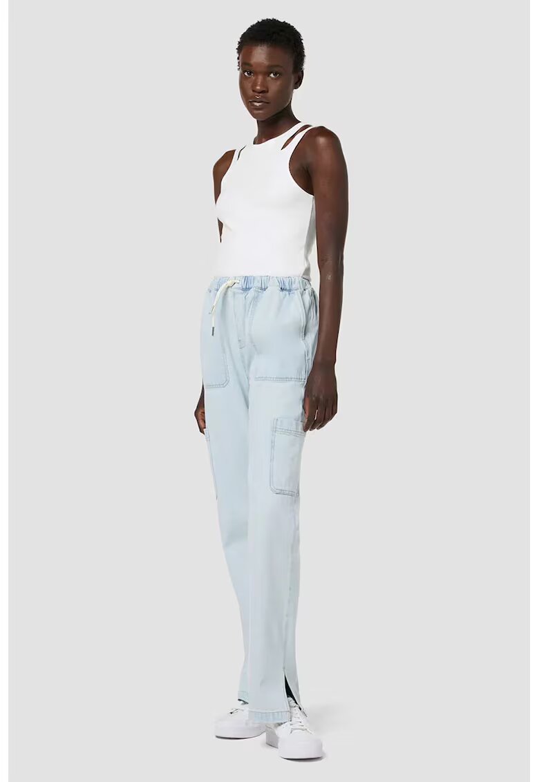 Hudson Straight Cargo Jeans With Elasticated Waist - Син