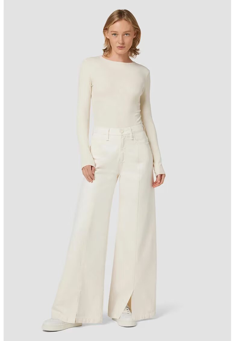 Hudson Wide Jeans With Ankle Slit - Бял