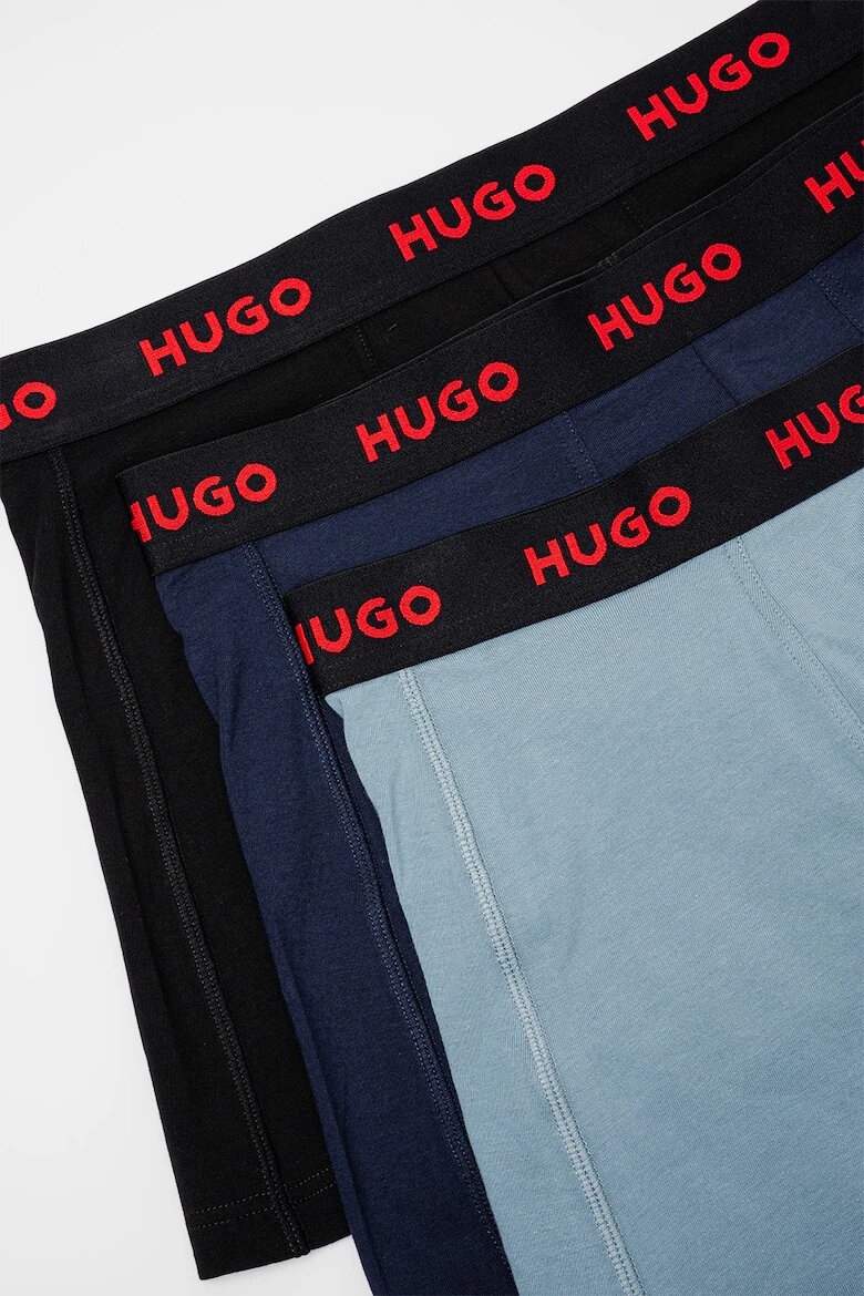 HUGO Боксерки с лого 3 чифта Избеляло черно/Индигово синьо