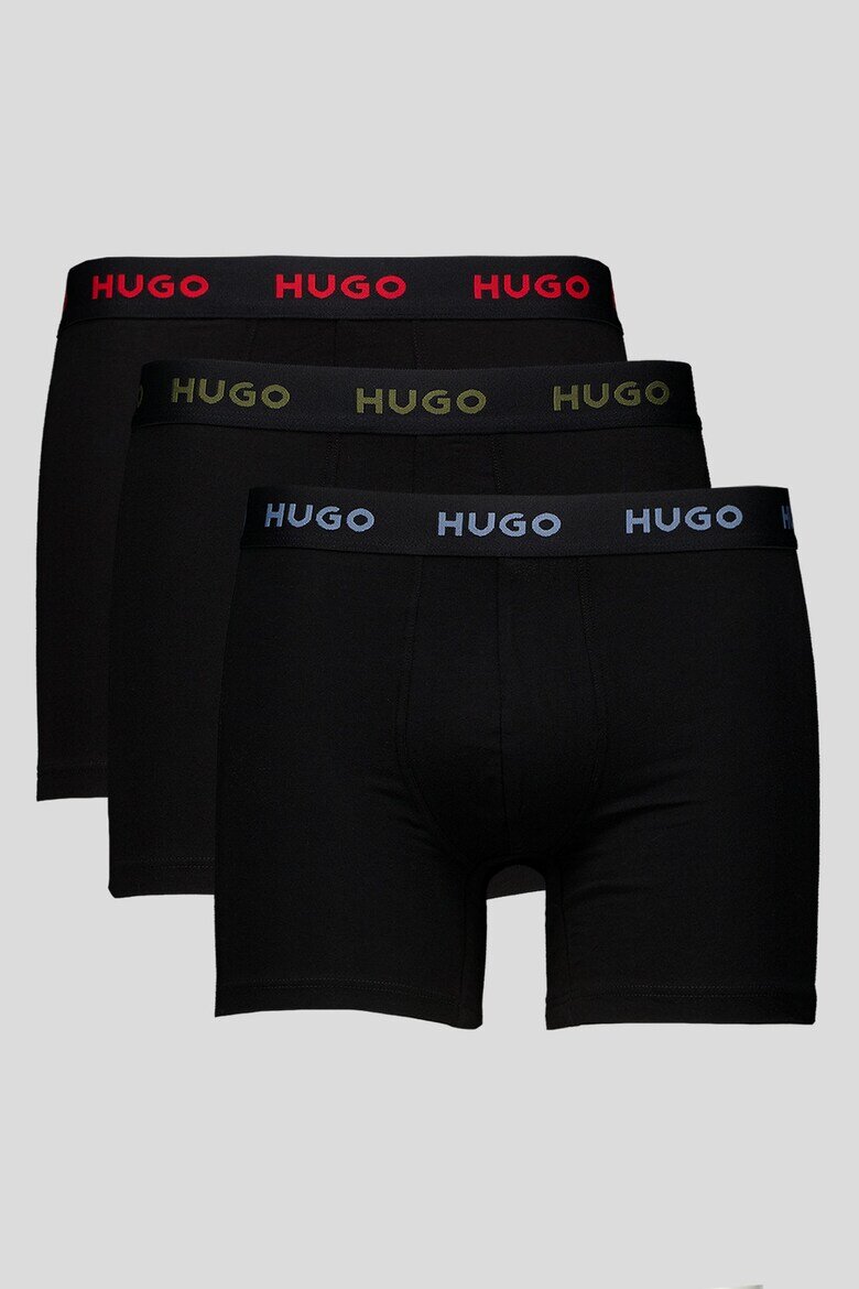 HUGO Боксерки с памук - 3 чифта Черен