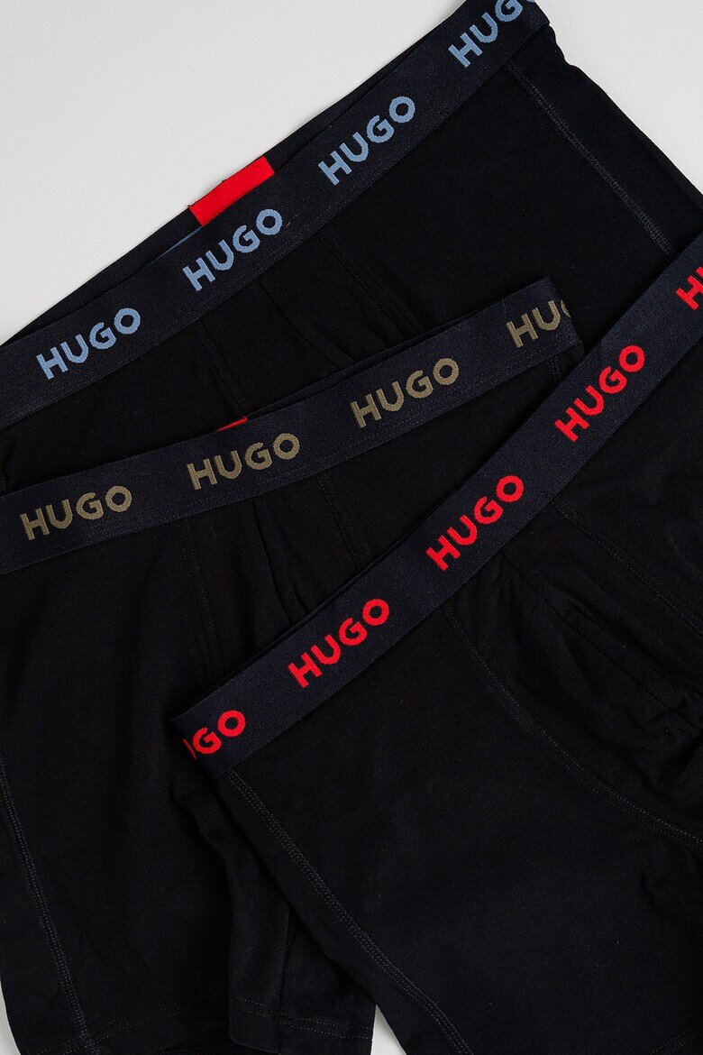 HUGO Боксерки с памук - 3 чифта Черен