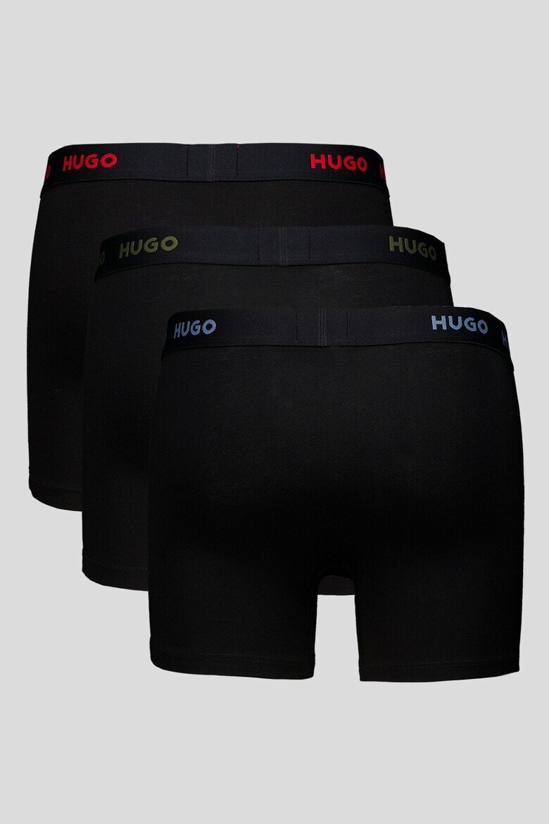 HUGO Боксерки с памук - 3 чифта Черен