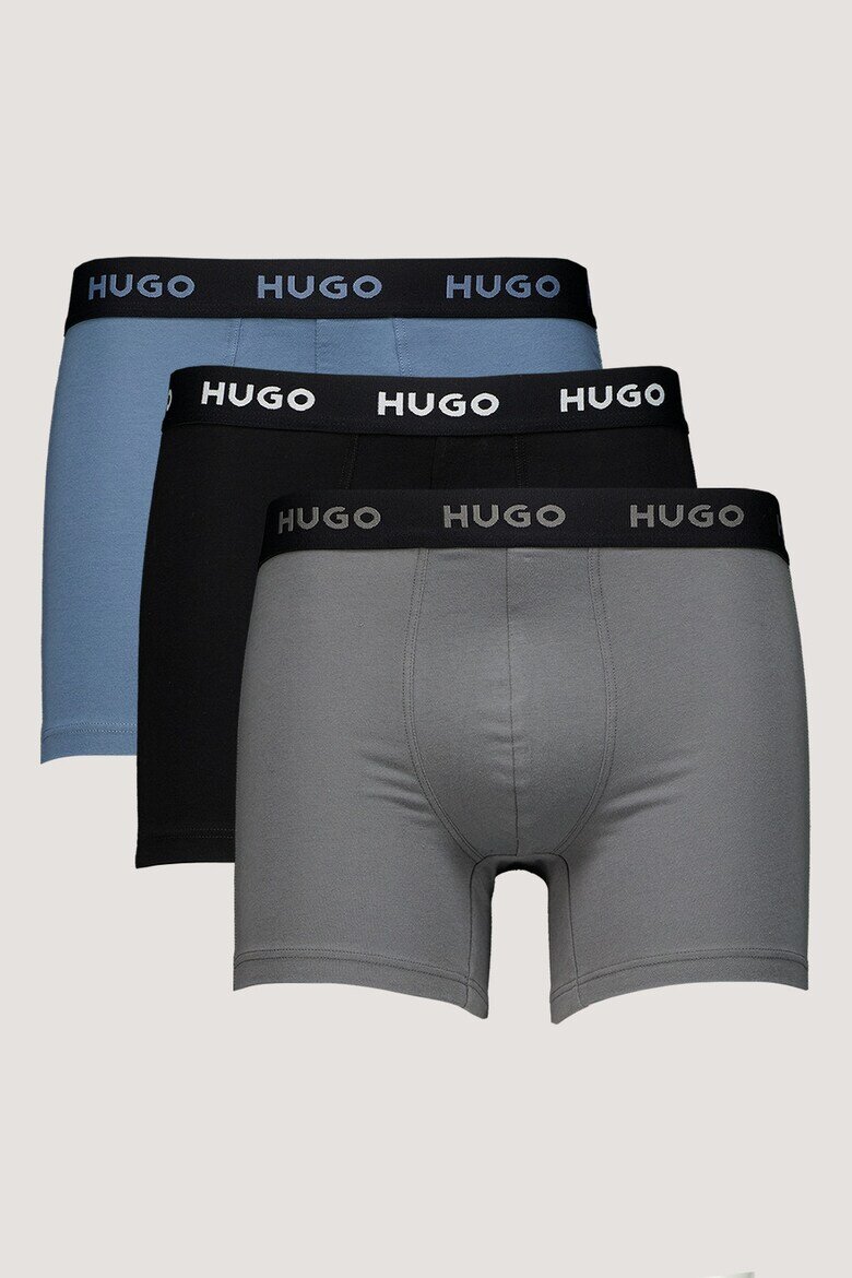 HUGO Боксерки с памук - 3 чифта Черен/Син