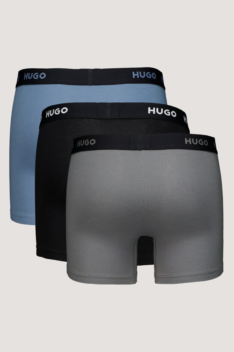 HUGO Боксерки с памук - 3 чифта Черен/Син