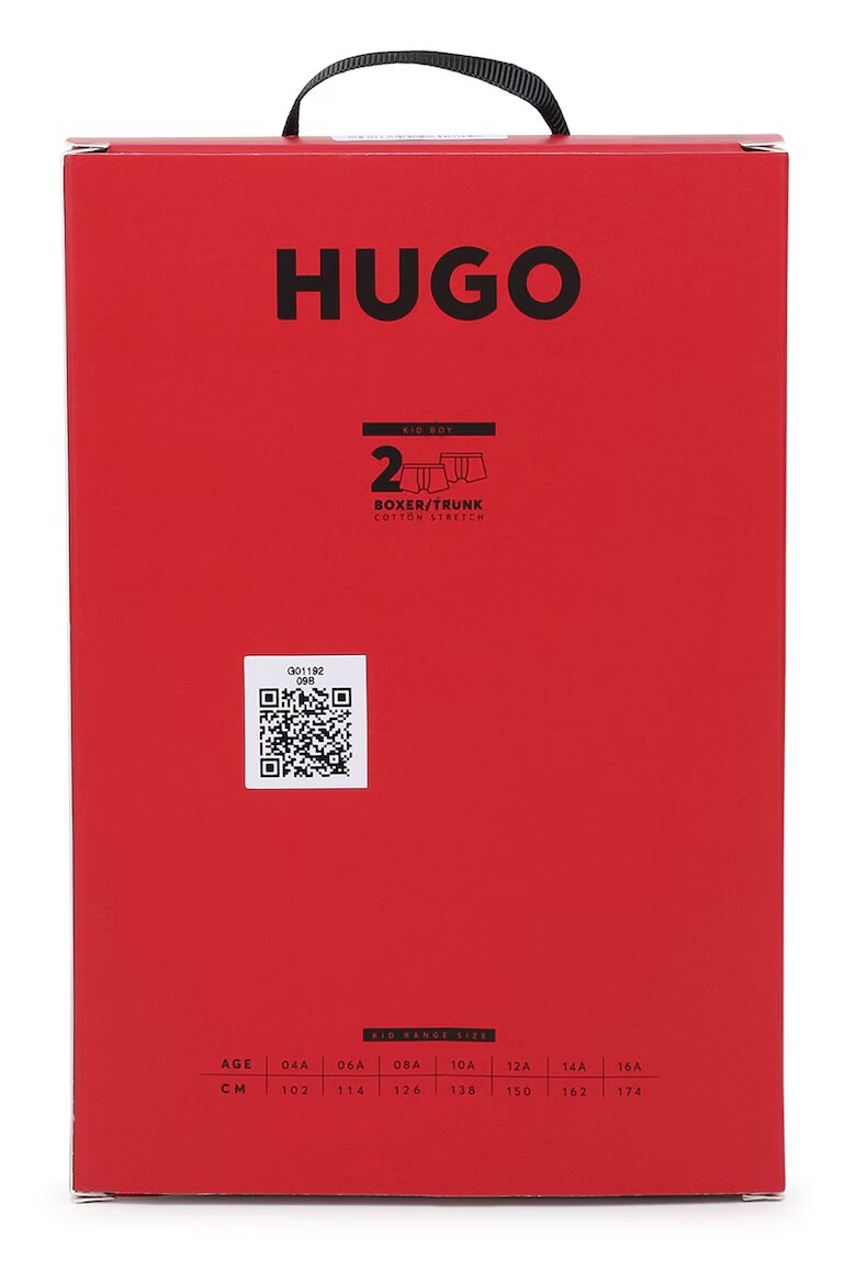 HUGO Боксерки с принт - 2 чифта Черен/Сив