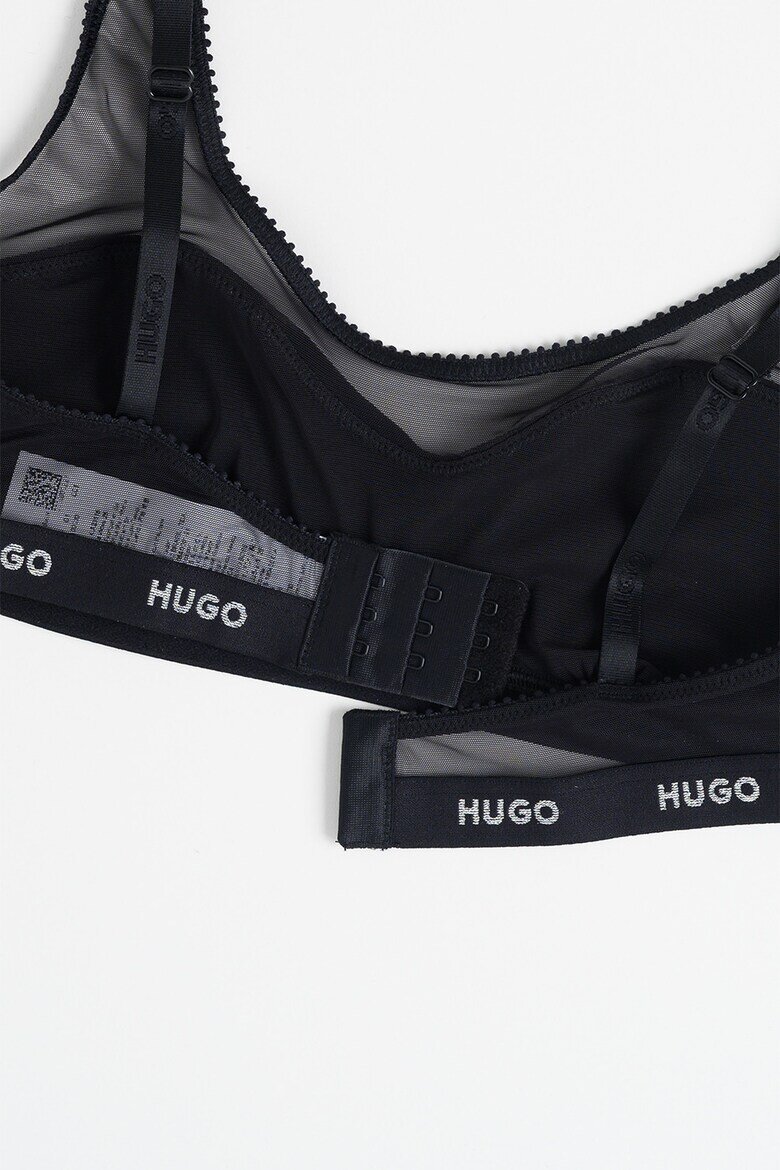 HUGO Бюстие с мрежа Избеляло черно/Сребрист