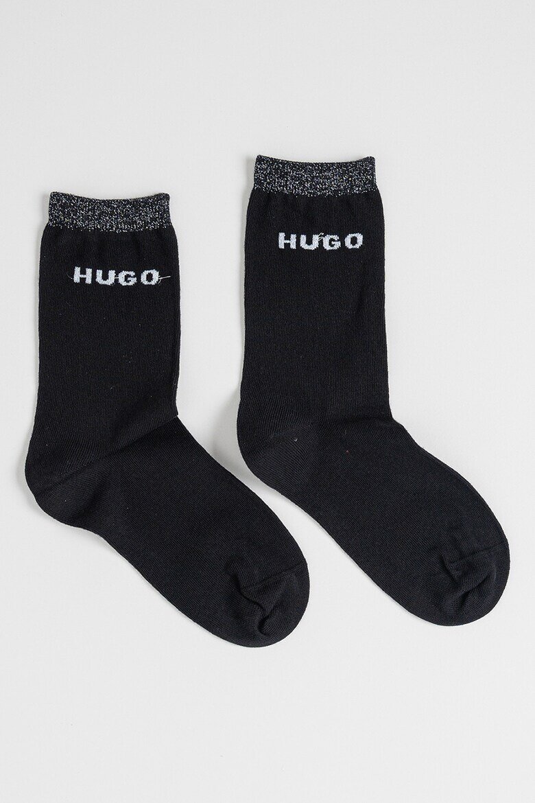 HUGO Дълги чорапи 2 чифта Черен/Сребрист