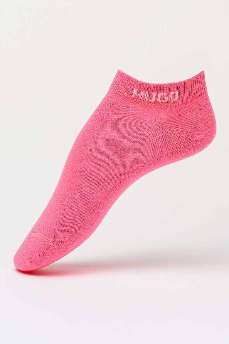 HUGO Къси чорапи с памук - 3 чифта Бял/Розово