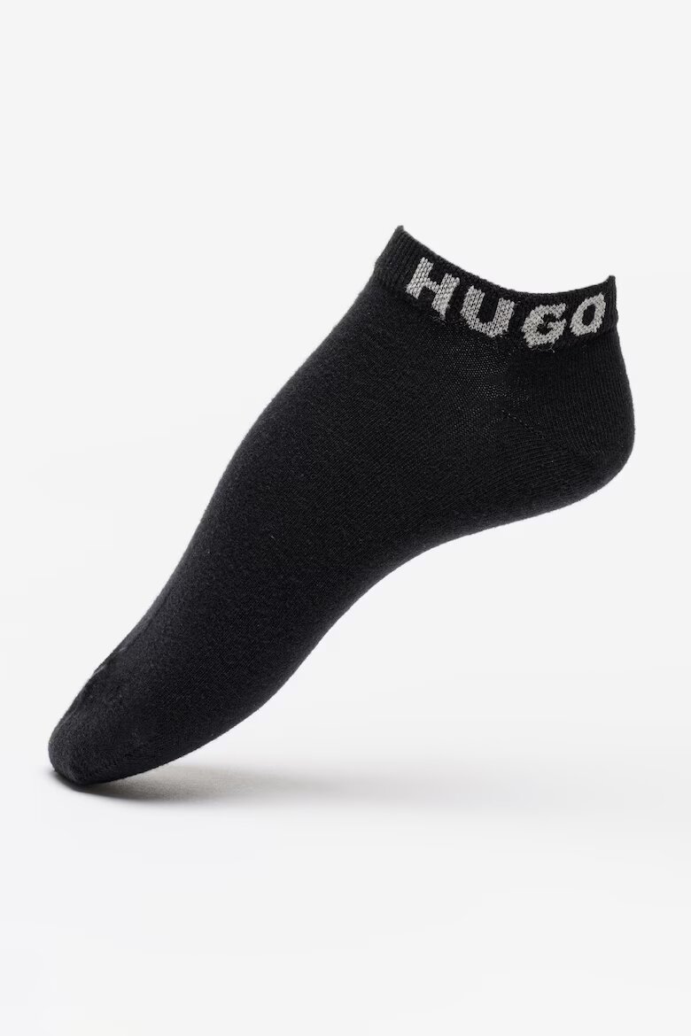 HUGO Къси чорапи с памук - 3 чифта Черен