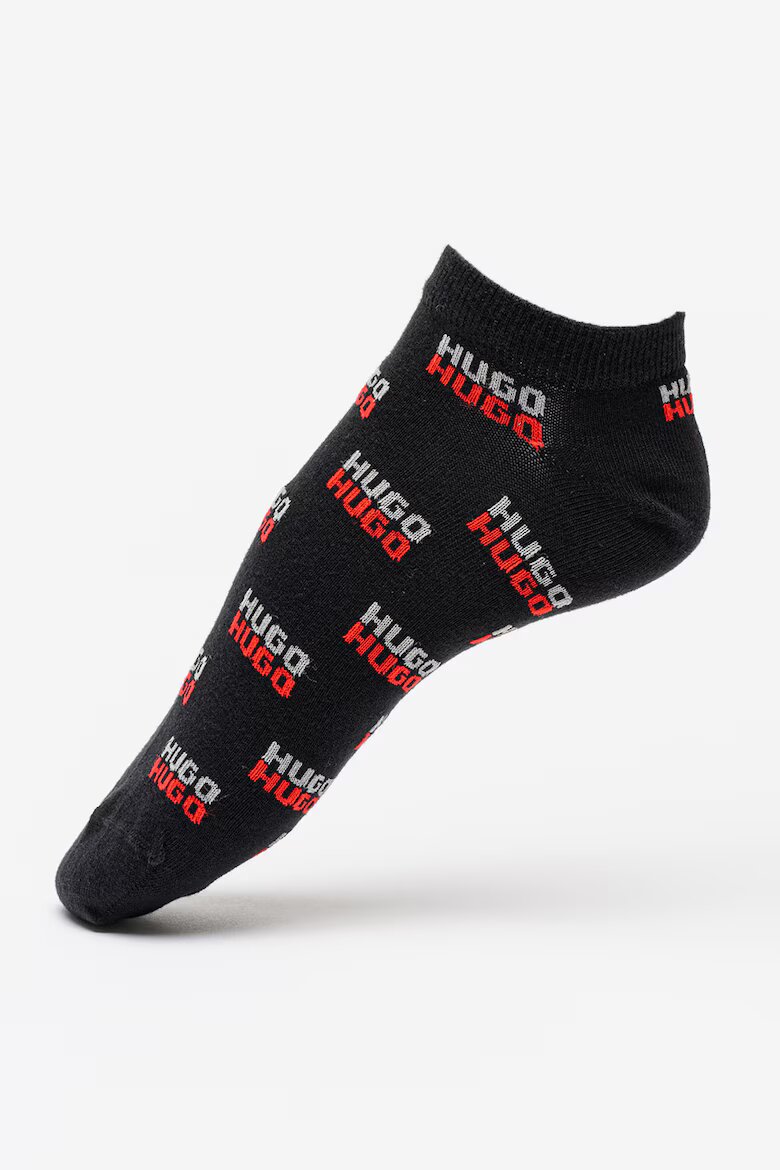 HUGO Къси чорапи с памук - 3 чифта Черен