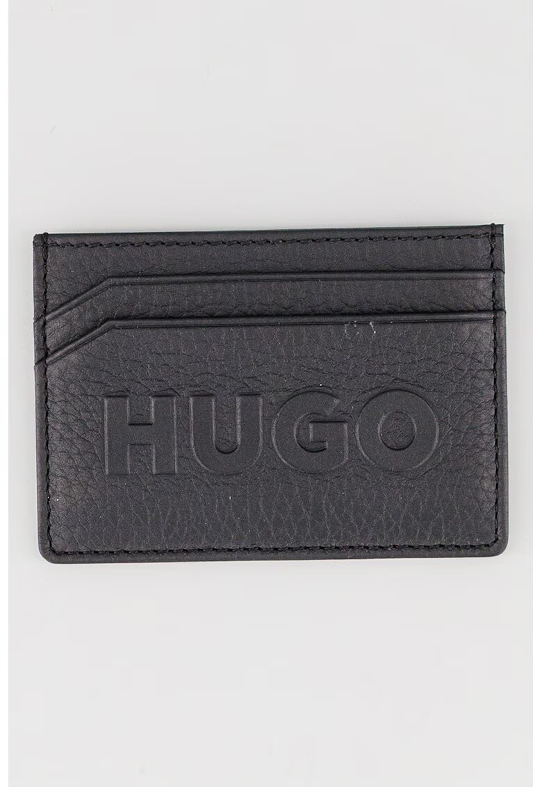 HUGO Кожен калъф за карти с лого