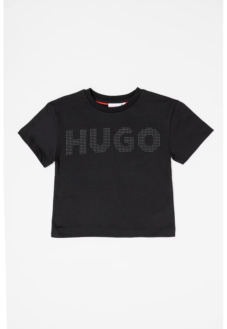 HUGO Памучна тениска с овално деколте