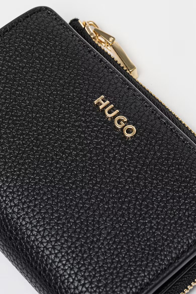 HUGO Портмоне от еко кожа с релеф Черен