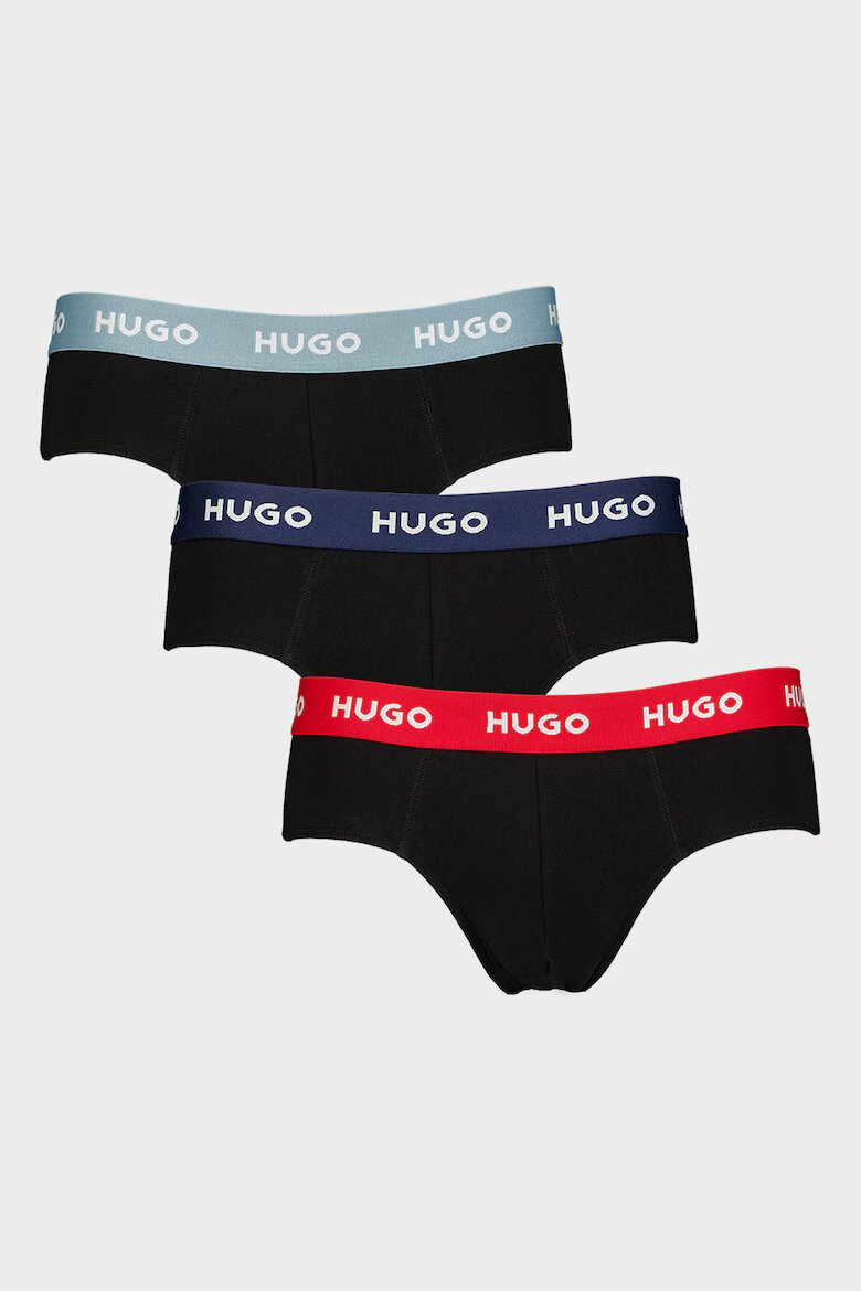 HUGO Слипове с лого - 3 чифта Черен/Антрацитно сиво