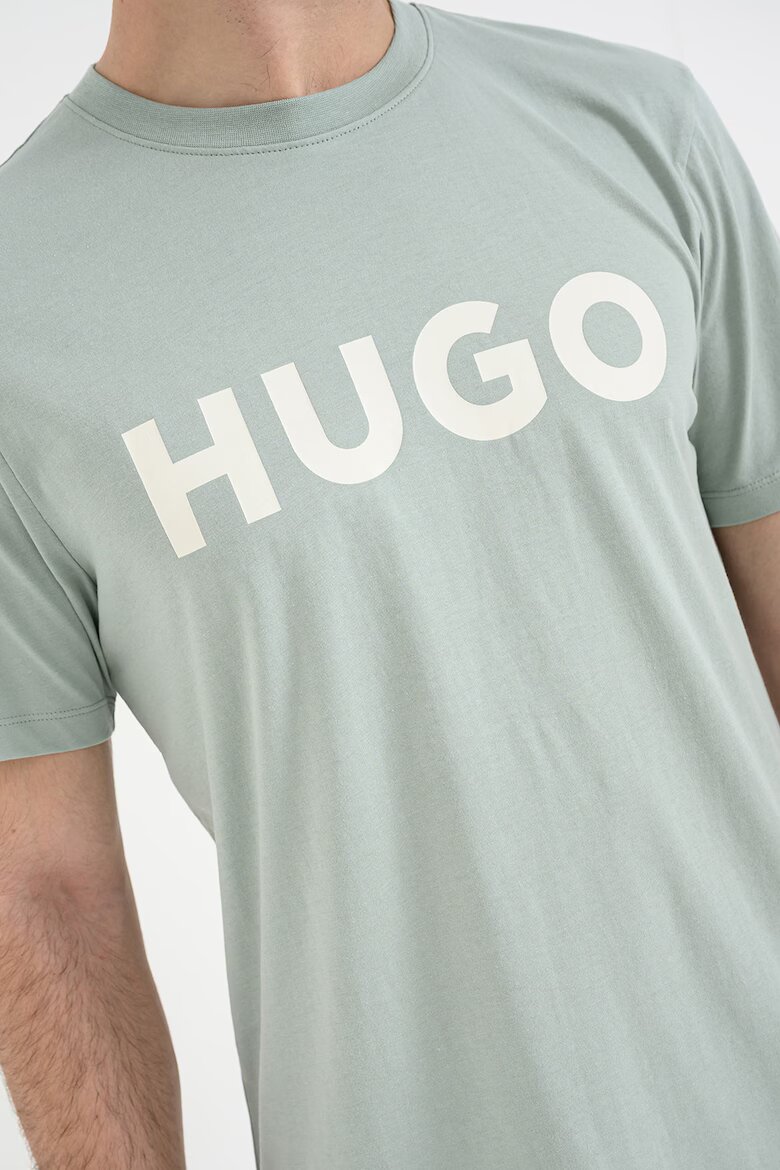 HUGO Стандартна тениска Dulivio с гумирано лого Бял/Бледозелен